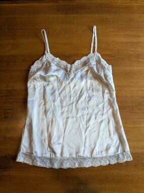 Banana Republic 100% Silk XS Cami V-Neck Sleep Top Slip Cream Sexy Bridal Y2K